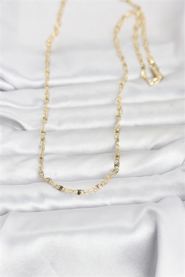 CM 14K Gold Renk Lazerli Gemici Zincir Model 60 cm Kadın Kolye