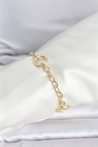 CM 14K Gold Renk Lazerli Halka Model Kadın Bileklik