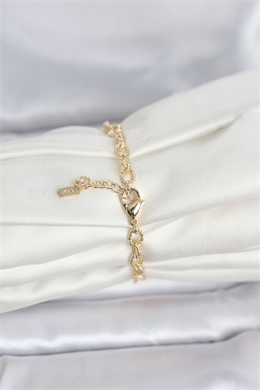 CM 14K Gold Renk Lazerli Halka Model Kadın Bileklik