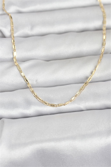 CM 14K Gold Renk Lazerli Zincir Model 60 cm Kadın Kolye