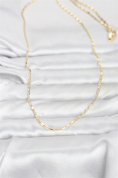 CM 14K Gold Renk Lazerli Zincir Model 60 cm Kadın Kolye