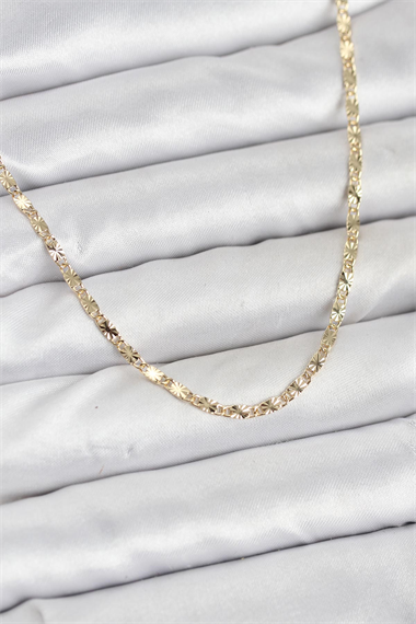 CM 14K Gold Renk Lazerli Zincir Model Kadın Kolye