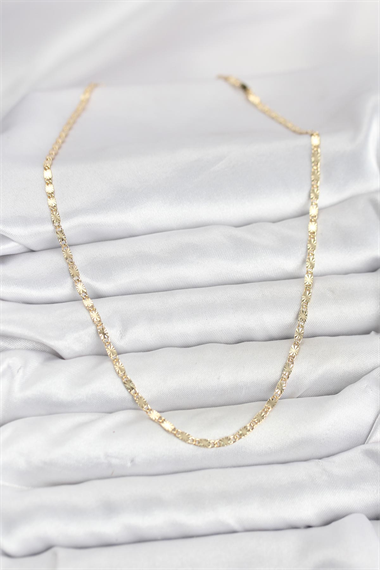 CM 14K Gold Renk Lazerli Zincir Model Kadın Kolye