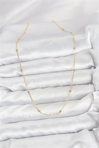 CM 14K Gold Renk Minik Top Zincirli Kadın Kolye