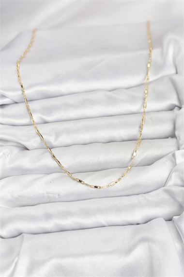 CM 14K Gold Renk Pirinç Ataç Zincir 60 cm Kadın Kolye