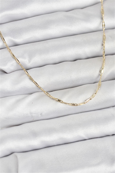 CM 14K Gold Renk Pirinç Ataç Zincir 60 cm Kadın Kolye