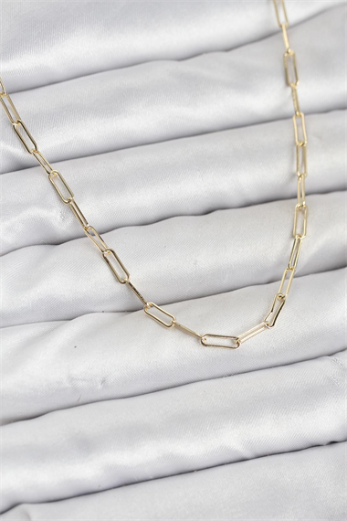 CM 14K Gold Renk Pirinç Ataç Zincir Kadın Kolye