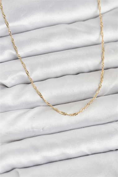 CM 14K Gold Renk Pirinç Ezme Burgu Model Kadın Kolye