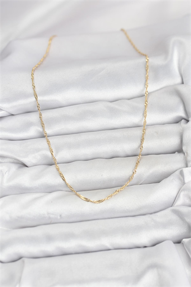 CM 14K Gold Renk Pirinç Ezme Burgu Model Kadın Kolye