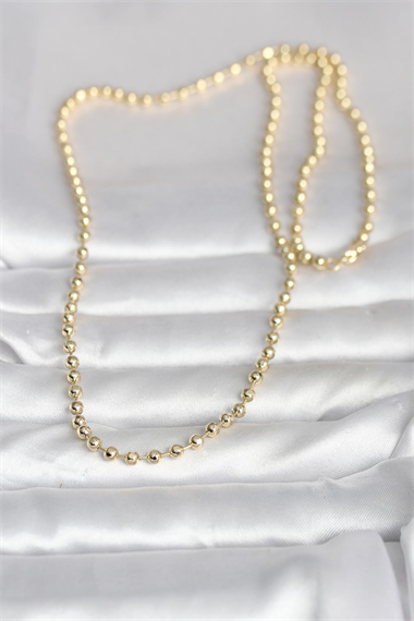 CM 14K Gold Renk Top Zincirli Model 60 cm Kadın Kolye