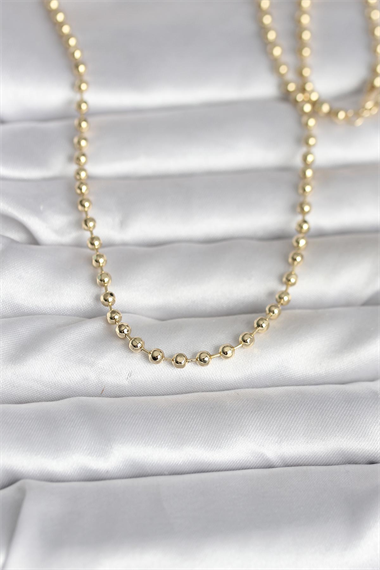 CM 14K Gold Renk Top Zincirli Model 60 cm Kadın Kolye