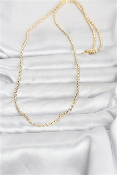 CM 14K Gold Renk Top Zincirli Model 60 cm Kadın Kolye