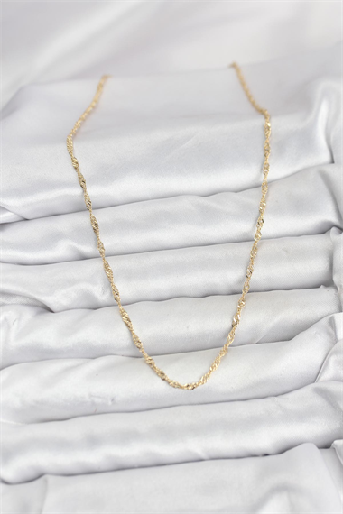 CM 14K Gold Renk Yassı Burgulu Model Kadın Kolye