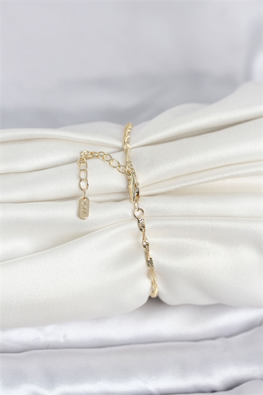 CM 14K Gold Renk Yassı Ezme Burgu Model Kadın Bileklik