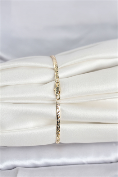 CM 14K Gold Renk Yassı Ezme Zincir Model Kadın Bileklik