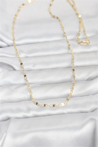 CM 14K Gold Renk Yassı Gemici Zincir Model 60 cm Kadın Kolye