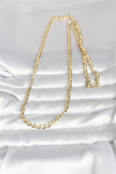 CM 14K Gold Renk Yassı Oval Zincirli Model 60 cm Kadın Kolye