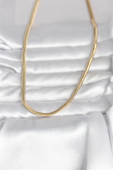 CM 14K Gold Renk Yassı Yılan Zincir Model 45 cm Kadın Kolye