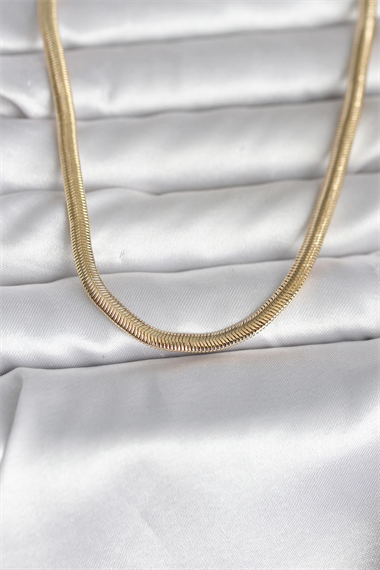 CM 14K Gold Renk Yassı Yılan Zincir Model 45 cm Kadın Kolye