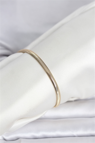 CM 14K Gold Renk Yassı Yılan Zincir Model Kadın Bileklik