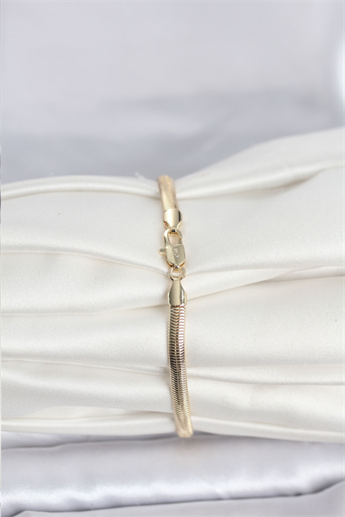 CM 14K Gold Renk Yassı Yılan Zincir Model Kadın Bileklik