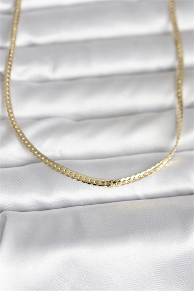 CM 14K Gold Renk Yassı Zincir Model 45 cm Kadın Kolye