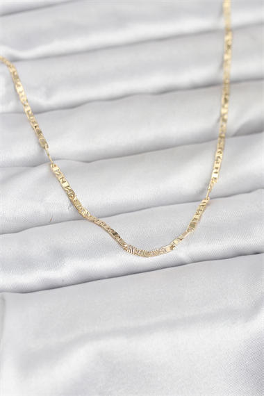 CM 14K Gold Renk Yassı Zincir Model 60 cm Kadın Kolye