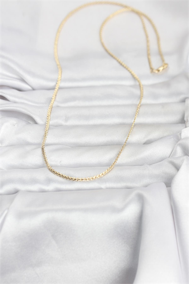 CM 14K Gold Renk Yassı Zincir Model 60 cm Kadın Kolye