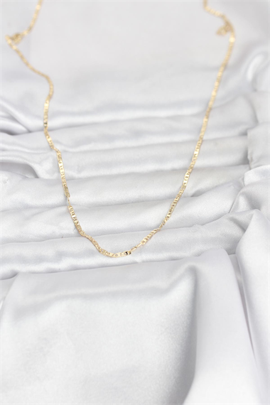 CM 14K Gold Renk Yassı Zincir Model 60 cm Kadın Kolye