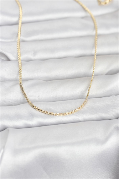 CM 14K Gold Renk Yassı Zincir Model 60 cm Kadın Kolye