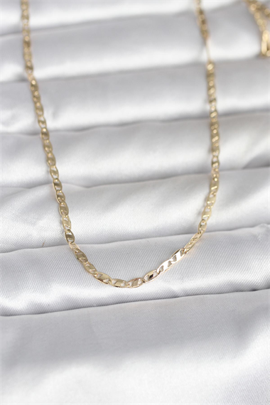 CM 14K Gold Renk Yassı Zincir Model 60 cm Kadın Kolye