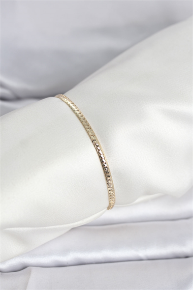 CM 14K Gold Renk Yassı Zincir Model Kadın Bileklik