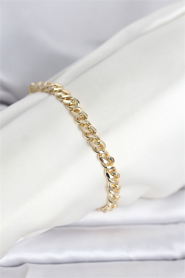 CM 14K Gold Renk Yassı Zincir Model Kadın Bileklik