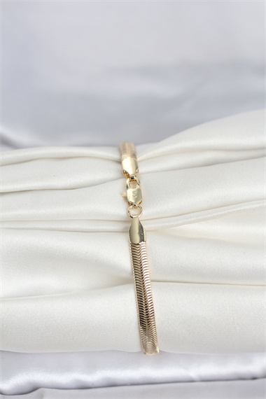 CM 14K Gold Renk Yassı Zincir Yılan Model Kadın Bileklik