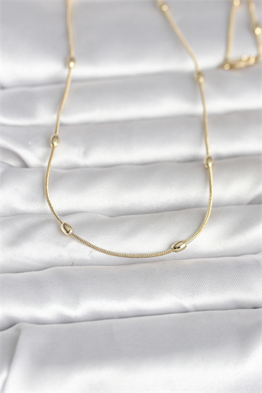 CM 14K Gold Renk Yılan Zincirli Damla Topçuk Model 60 cm Kadın Kolye
