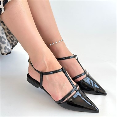 Canca Siyah Rugan Babet Ayakkabı