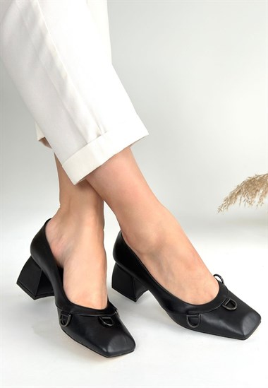 Cande Cilt Topuklu Ayakkabı -Siyah