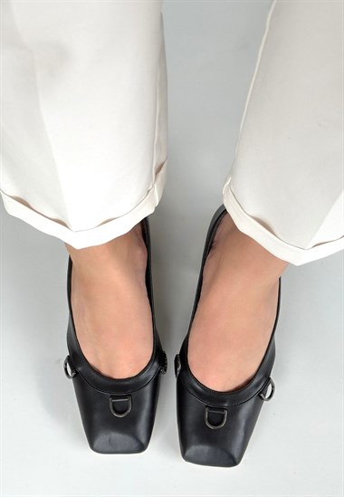 Cande Cilt Topuklu Ayakkabı -Siyah