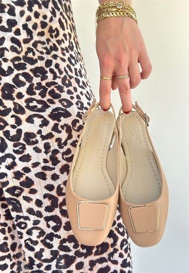 Canka Cilt Babet Ayakkabı -Nude