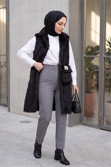 Çanta Aksesuarlı Maxmara Kumaş Araboy Yelek -Siyah