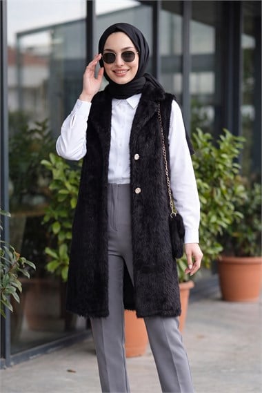 Çanta Aksesuarlı Maxmara Kumaş Araboy Yelek -Siyah