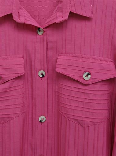 Cepleri Kapaklı Fitilli Ve Düğmeli Gömlek -Pembe