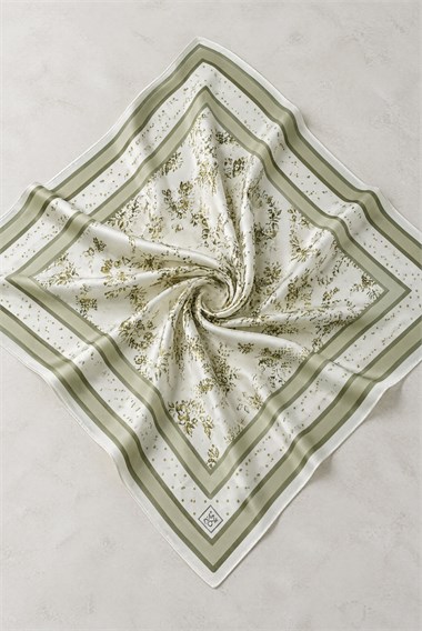 Womens Floral and Polka-Dot Patterned Naida Scarf - Olive Green