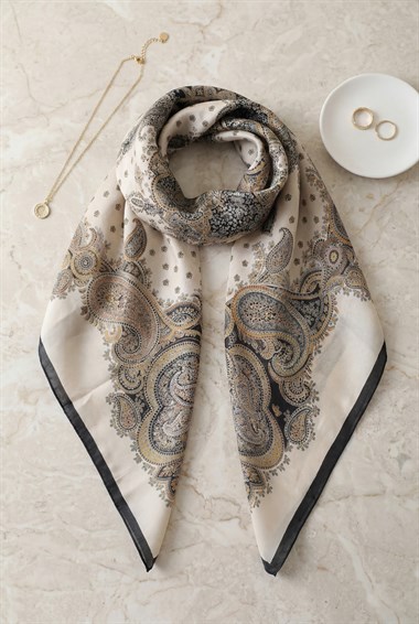 Çıtır Desen Coton Eşarp -Bej