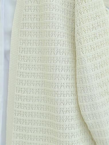 Desenli Ajurlu Araboy Hırka  -Krem