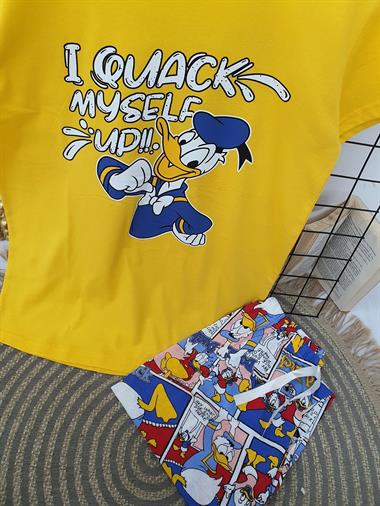 Donald Duck Baskılı Pijama -Sarı
