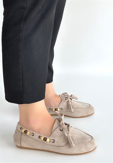 Elora Vizon Süet Babet -Bej