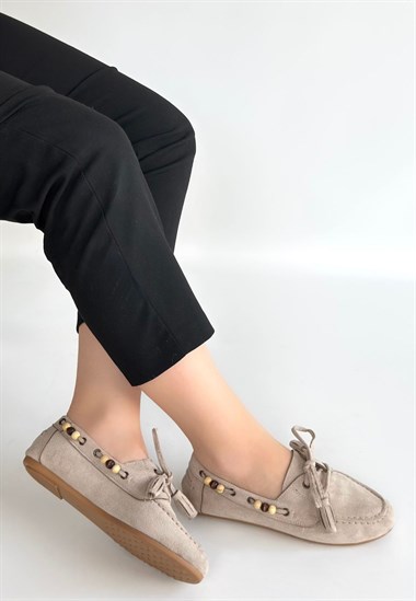 Elora Vizon Süet Babet -Bej