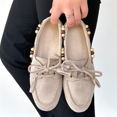 Elora Vizon Süet Babet -Bej