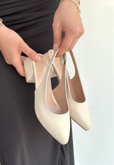 Evia Cilt Topuklu Ayakkabı -Bej